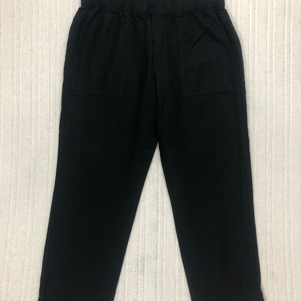 Banana Republic Womens Small Black Linen Blend‎ Elastic Waist Patch Pocket Pants